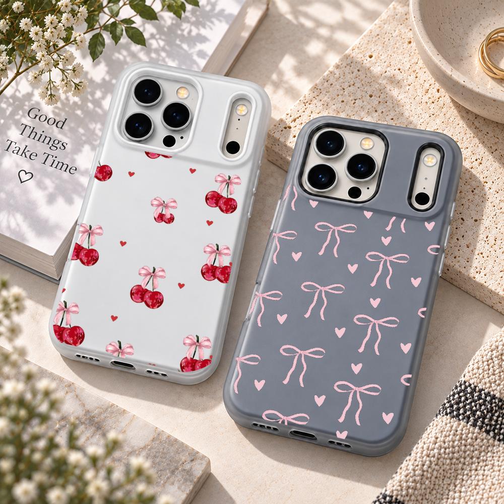 Apple Iphone 15 Pro Max - เคสโทรศัพท์ลายโบว์หัวใจสีชมพูน่ารัก สำหรับ iPhone 18 17 16